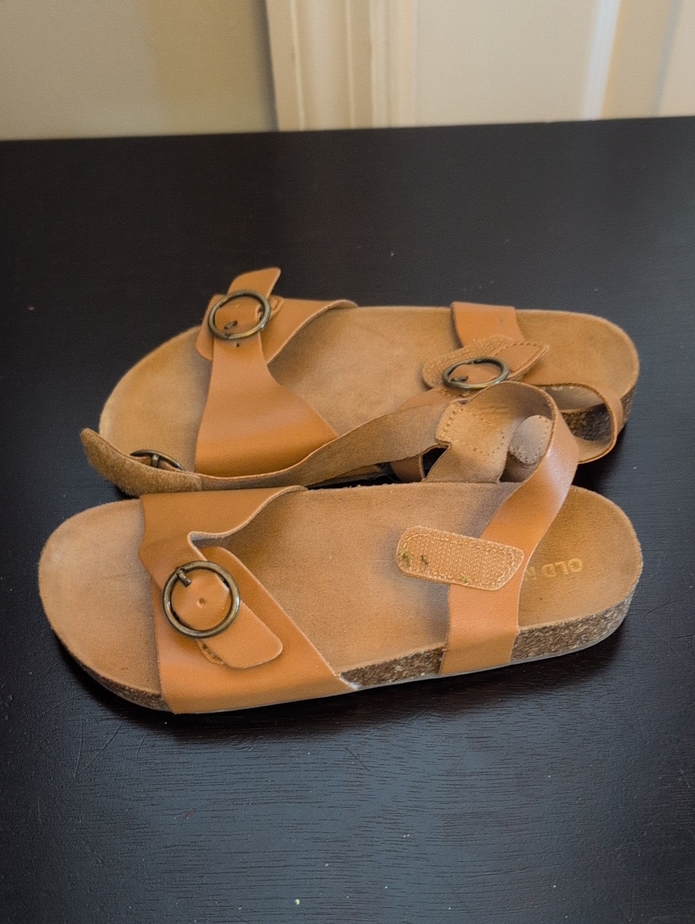 Old Navy Tan Buckle Slide Sandals for Kids